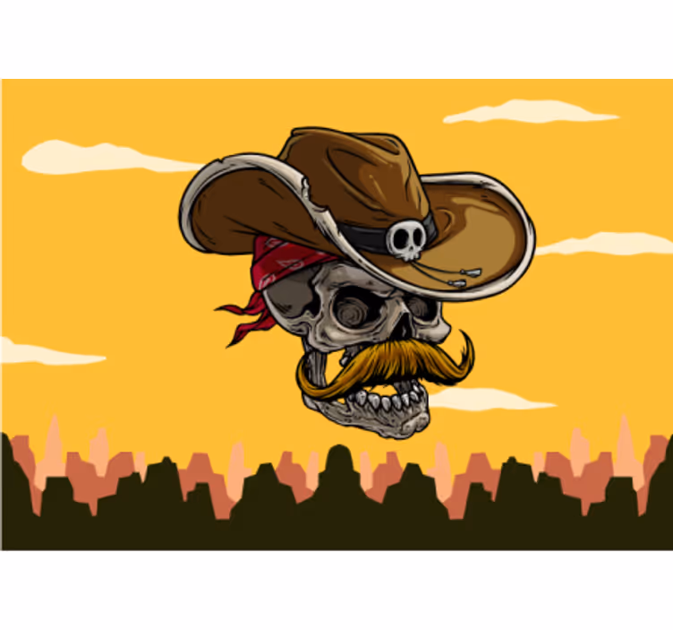 Cowboy schedel ontwerp Fotobehang graffiti - TenStickers