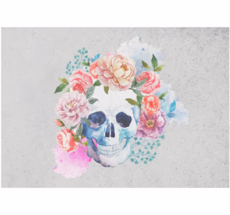 Bloemenschedelkunst foto behang dieren - TenStickers