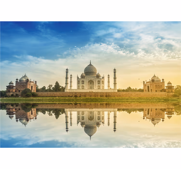 Taj mahal reflectie fotobehang stad - TenStickers