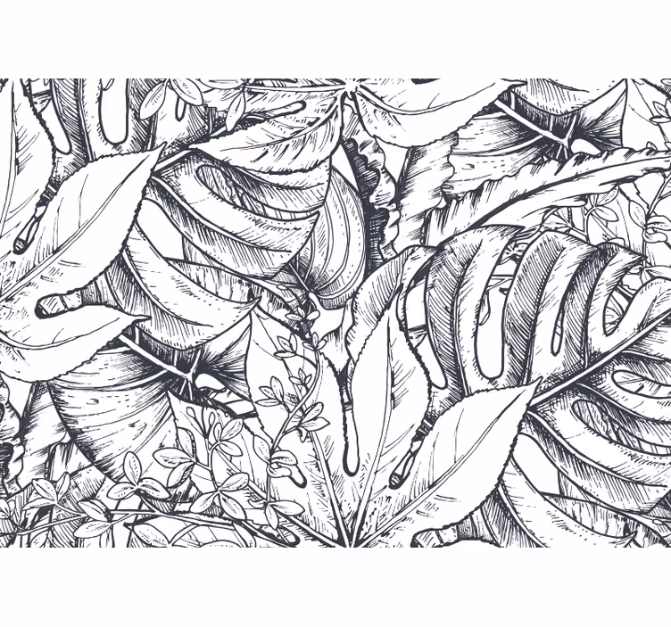 Bladrijke botanische illustratie fotobehang natuur - TenStickers