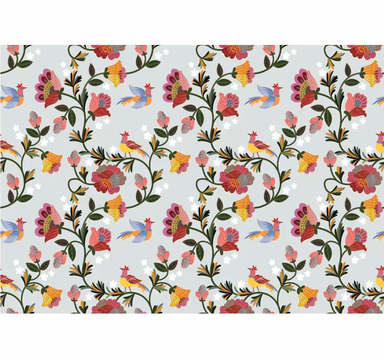 Kleurrijk bloemenpatroon bloemen foto behang - TenStickers