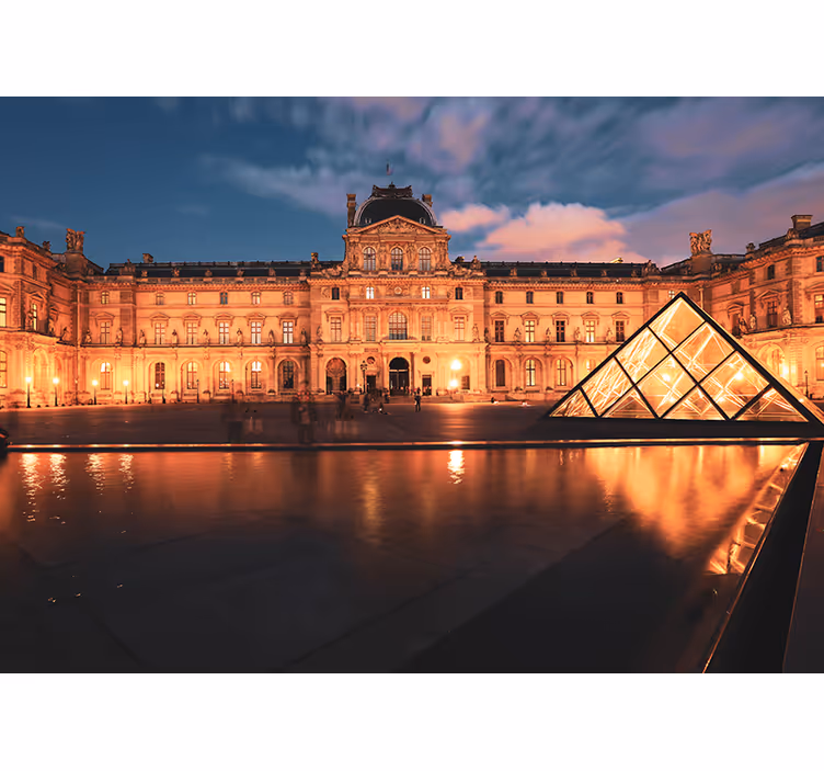 Fotobehang stad louvre pyramid nacht - TenStickers