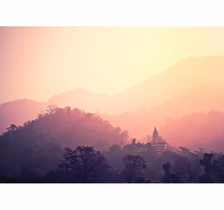 Uitzicht op de bergtempel fotobehang natuur - TenStickers