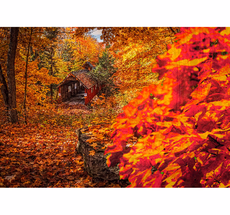 Fototapet landschap herfst cottage landschap - TenStickers