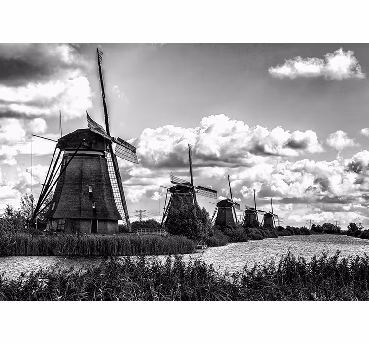 Iconische nederlandse windmolens foto behang Amsterdam - TenStickers