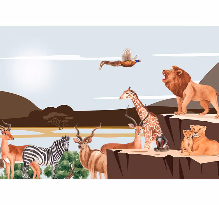 Foto behang dieren majestueuze dierenbijeenkomst - TenStickers