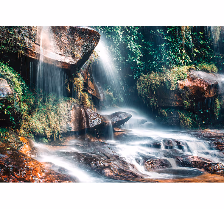 Sereen watervallandschap fotobehang natuur - TenStickers