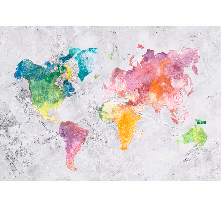 Fotobehang wereldkaart kleurrijk ontwerp - TenStickers
