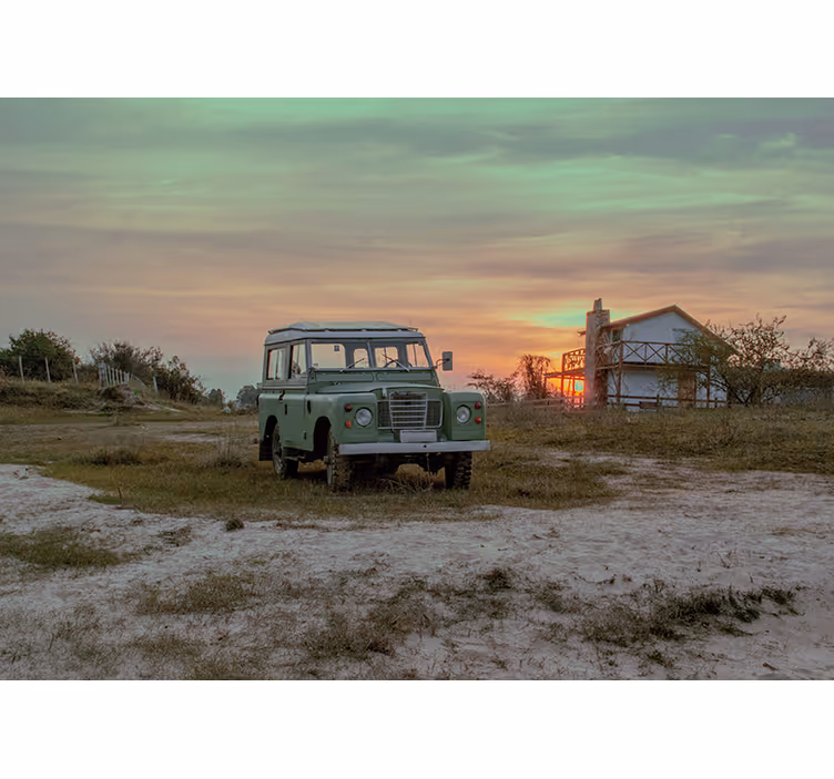 Groene klassieke auto fotobehang voertuigen - TenStickers