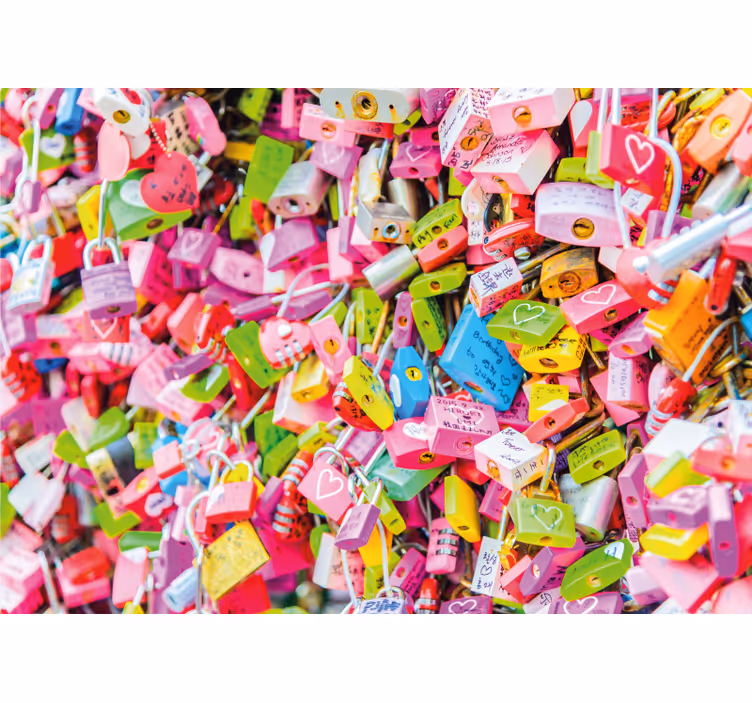 Kleurrijke sloten foto behang liefde - TenStickers