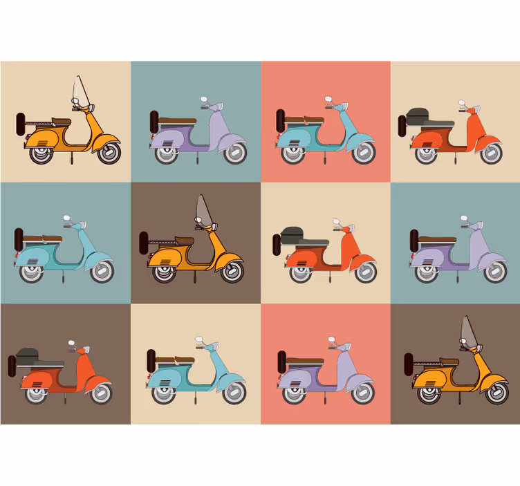 Retro scooter patroon fotobehang voertuigen - TenStickers