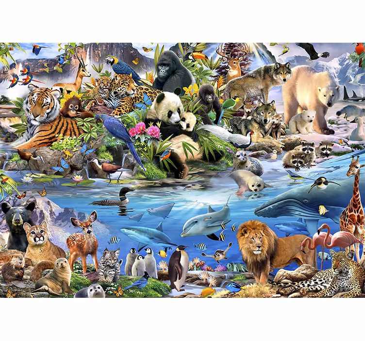Wildlife safari-scène fotobehang kinderkamer - TenStickers