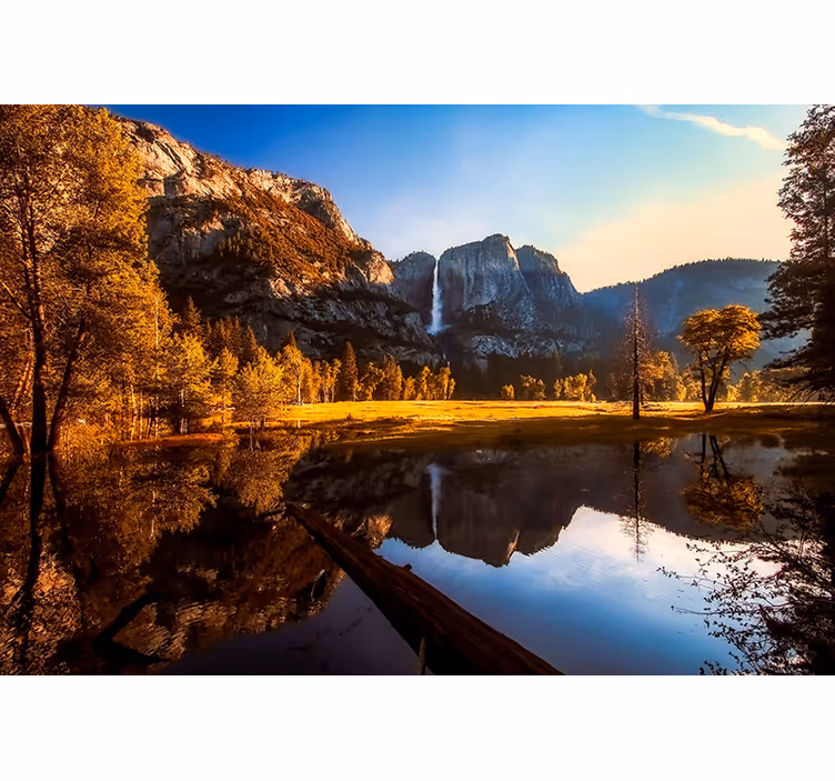 Serene bergweerspiegeling fototapet landschap - TenStickers