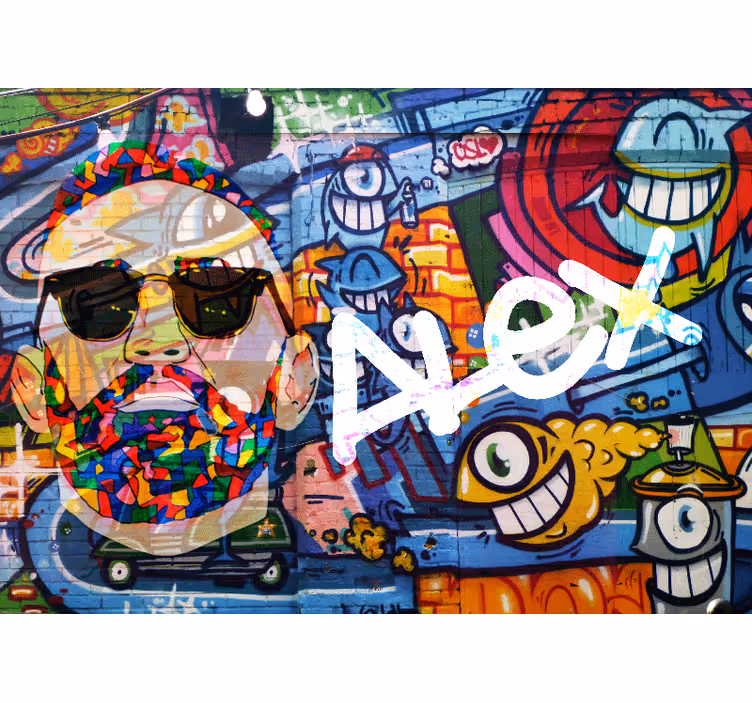 Fotobehang graffiti kleurrijk stadsportret - TenStickers
