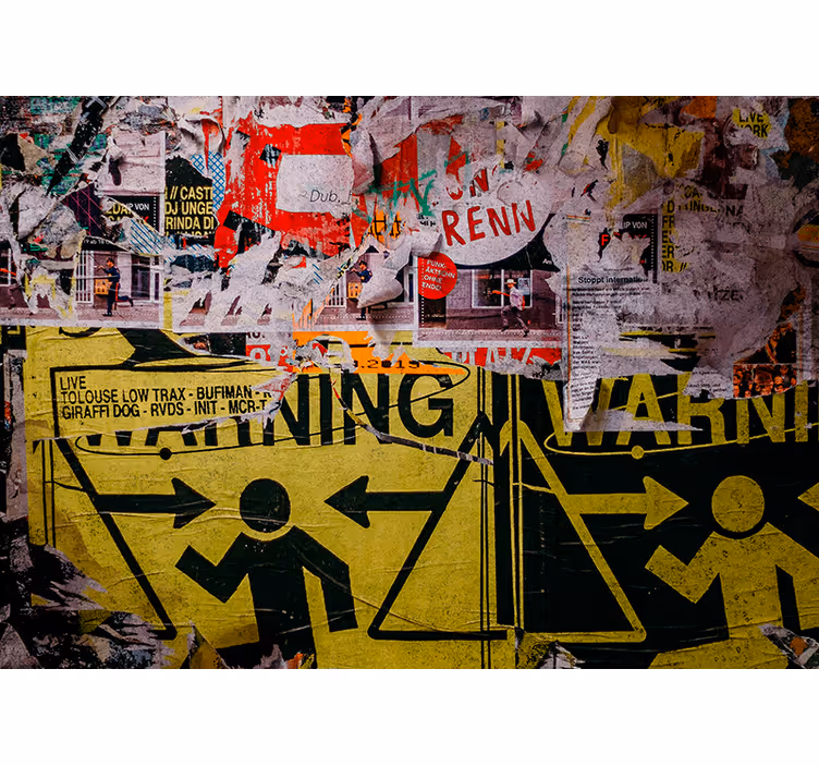 Fotobehang graffiti stedelijke waarschuwingsborden - TenStickers