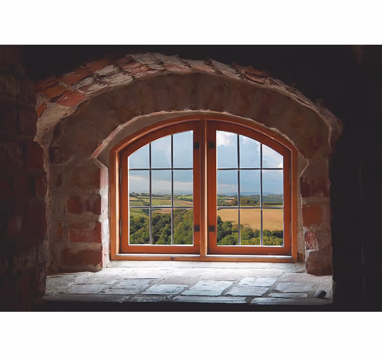 Fototapet landschap steenboogvenster - TenStickers