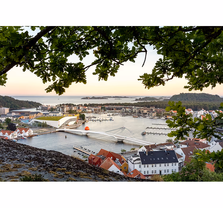 Fotobehang stad charmant kustzicht - TenStickers
