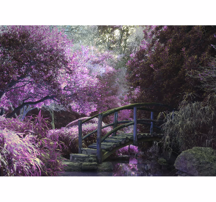 Serene brug landschap fotobehang natuur - TenStickers