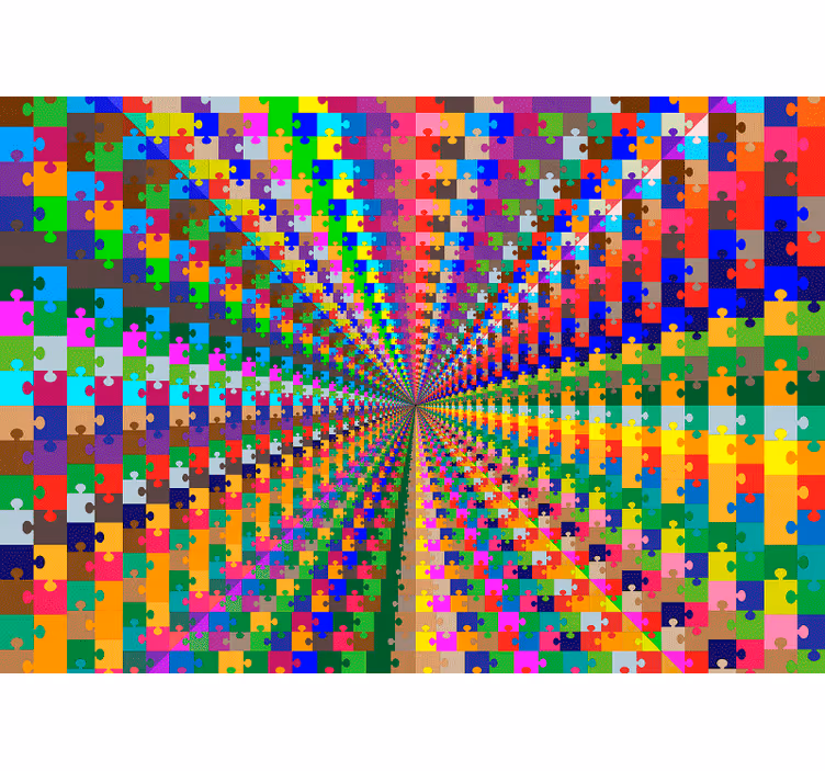 Puzzel explosie fotobehang 3d - TenStickers