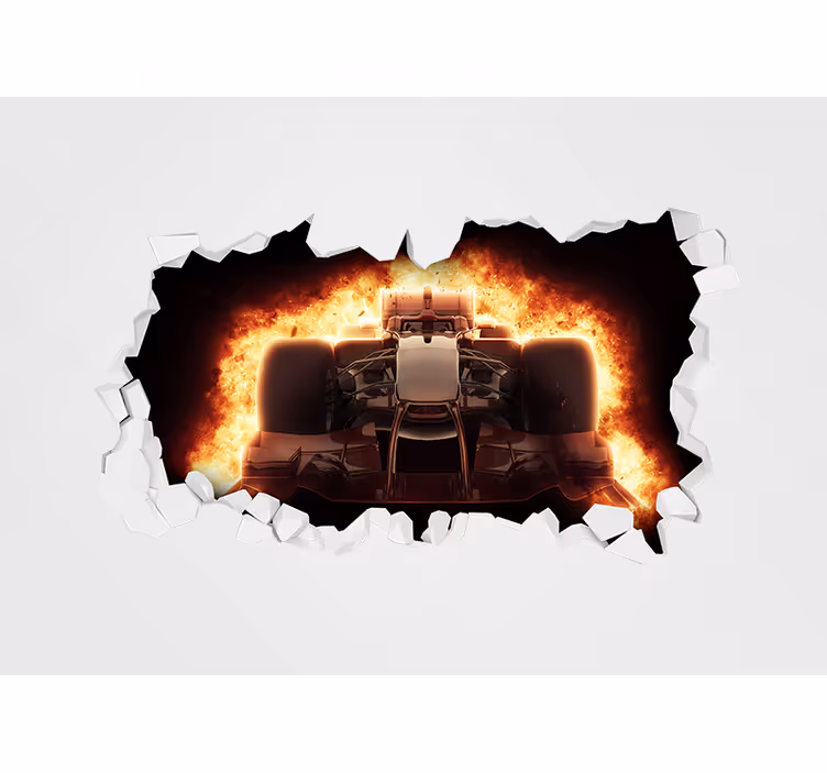 Raceauto-explosie fotobehang voertuigen - TenStickers