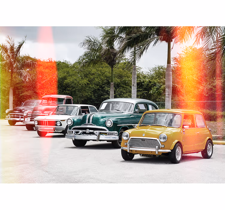 Klassieke autocollectie fotobehang voertuigen - TenStickers