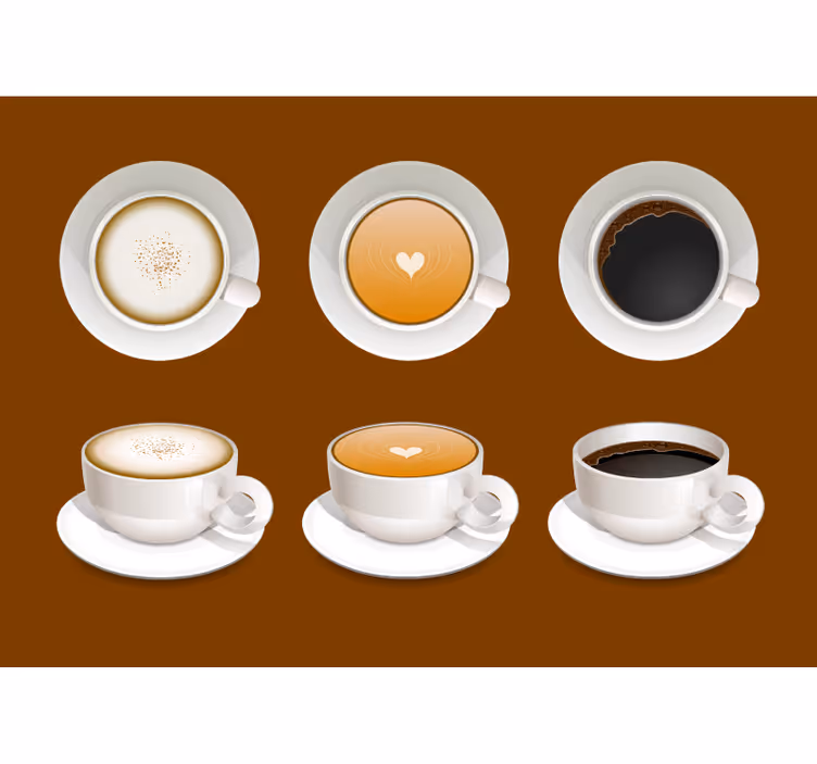 Koffiekopjes ontwerpen fotobehang tekst - TenStickers
