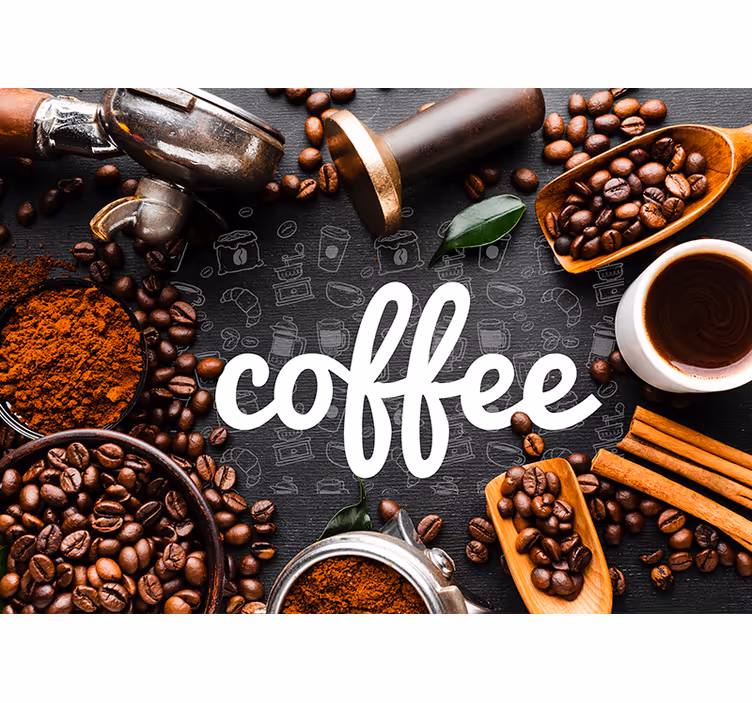 Koffie-inspiratie fotobehang tekst - TenStickers