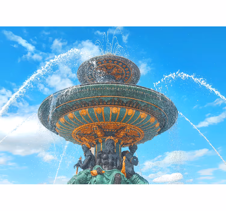Majestueuze fonteinsculptuur fotobehang stad - TenStickers