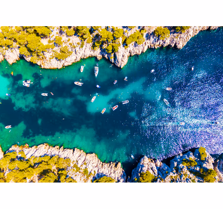 Luchtfoto van de kust fototapet landschap - TenStickers