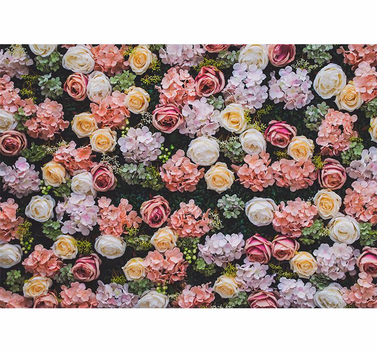 Bloemen foto behang met bloeiende rozenaccenten - TenStickers