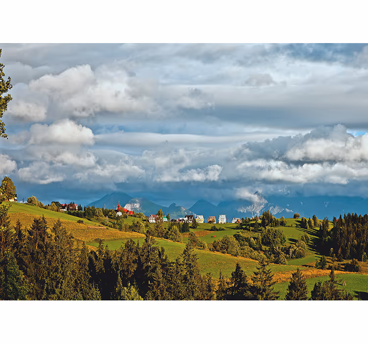 Fototapet landschap bergachtig plattelandszicht - TenStickers