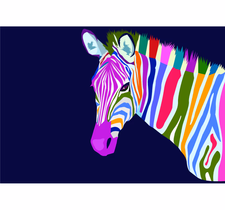 Veelkleurige zebra foto behang dieren - TenStickers