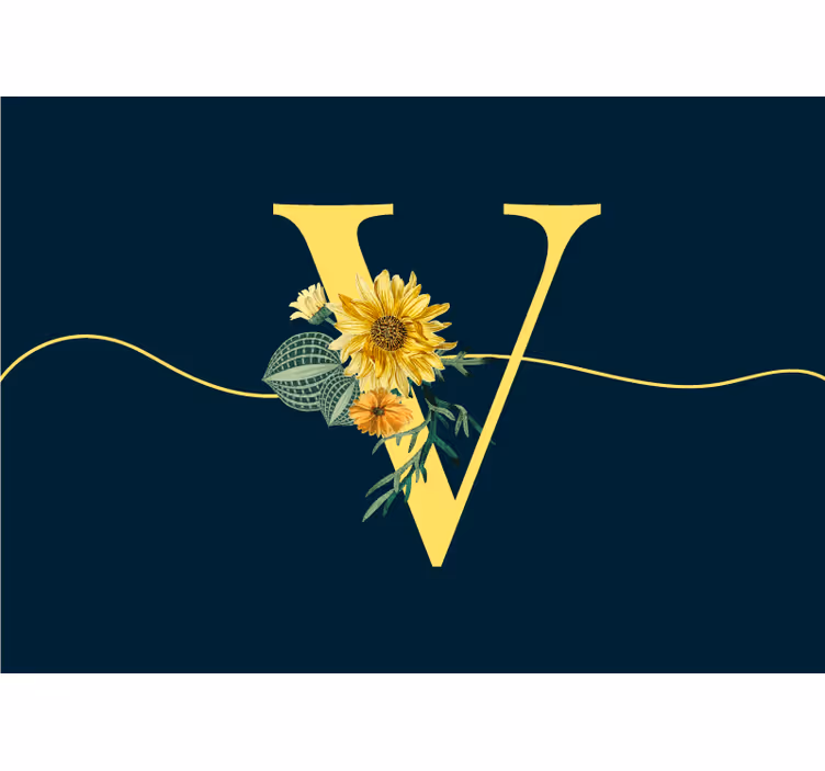 Zonnebloem initiële elegantie bloemen foto behang - TenStickers