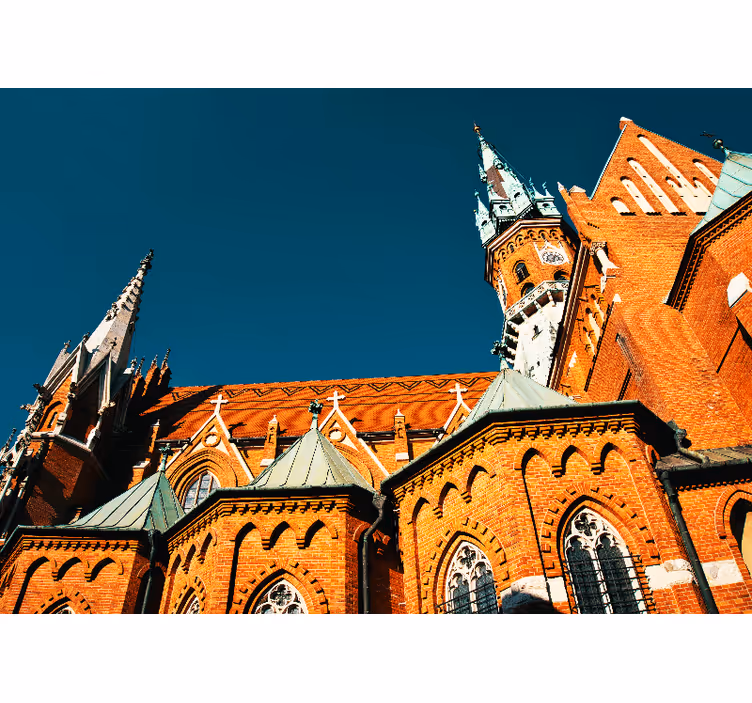 Fotobehang stad historische rode bakstenen architectuur - TenStickers