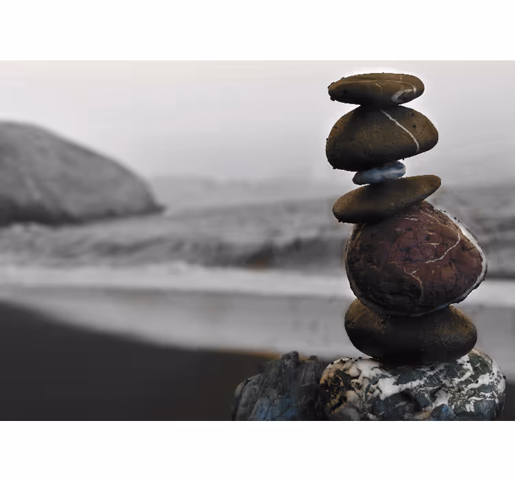 Zen fotobehang met gebalanceerde stenenstapels - TenStickers