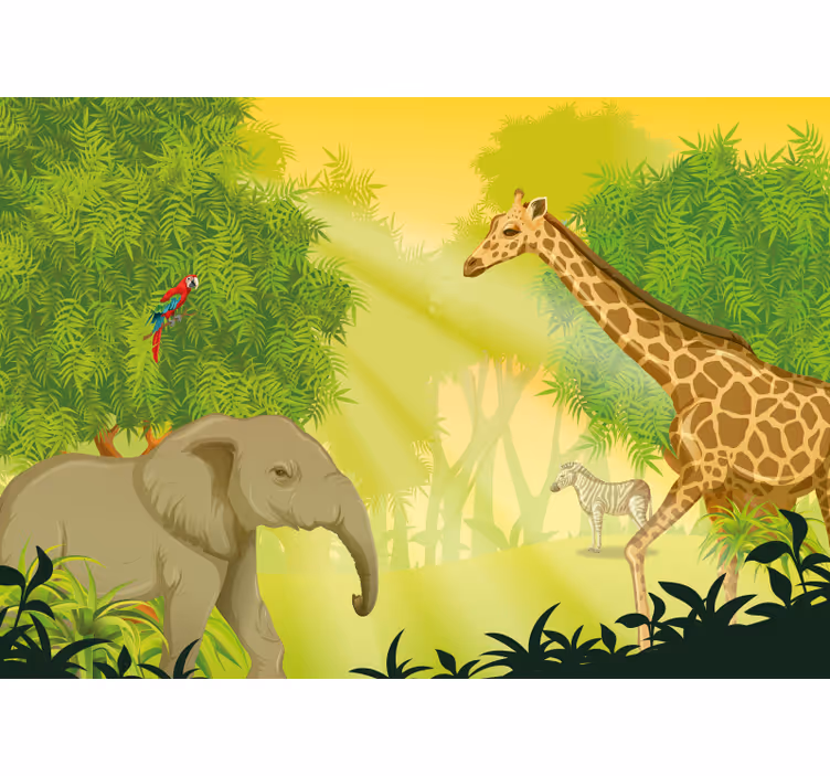 Foto behang dieren savanne safari scène - TenStickers