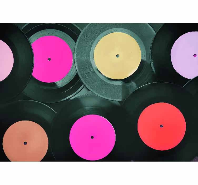 Fotobehang muziek vinyl platen cluster - TenStickers