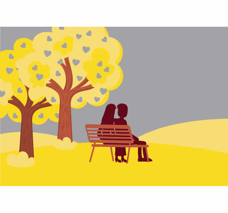 Foto behang liefde romantisch koppel silhouet - TenStickers