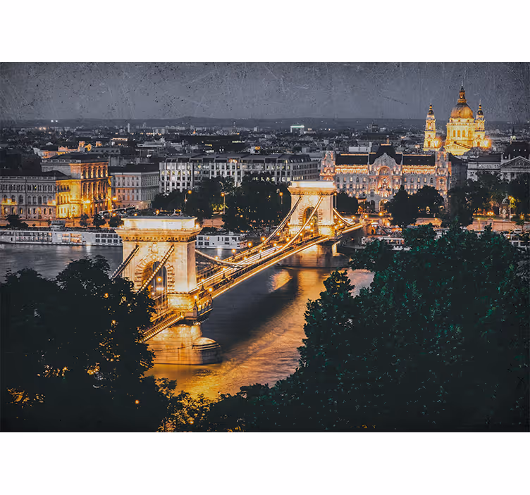 Fotobehang stad chain bridge nachtlandschap - TenStickers