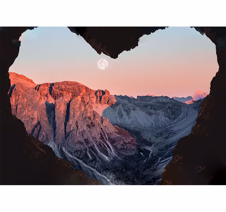 Natuur behang hartvormig berglandschap - TenStickers