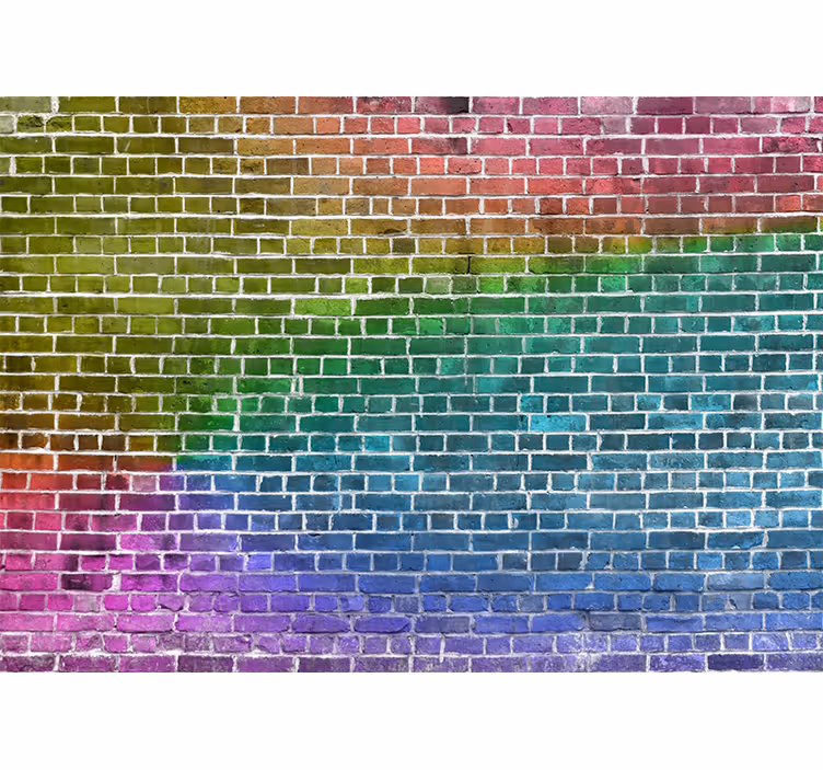 Fotobehang patronen regenboog baksteenpatroon - TenStickers