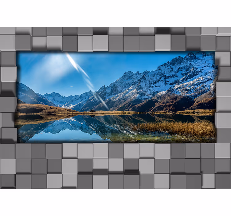 Fototapet landschap majestueuze berg spiegel - TenStickers