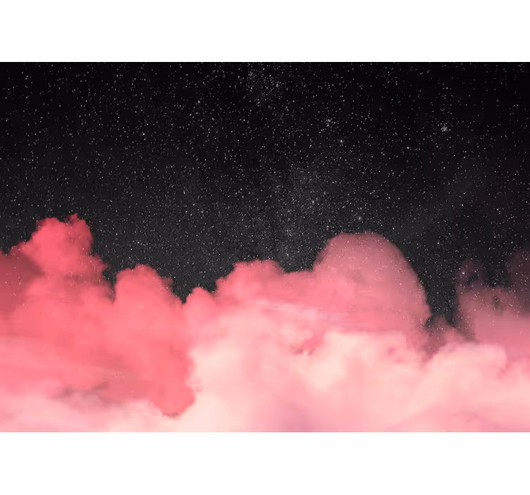 Fotobehang bergen sterrenachtige roze wolken - TenStickers