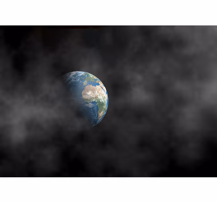 Fotobehang ruimte aarde omringd door wolken - TenStickers
