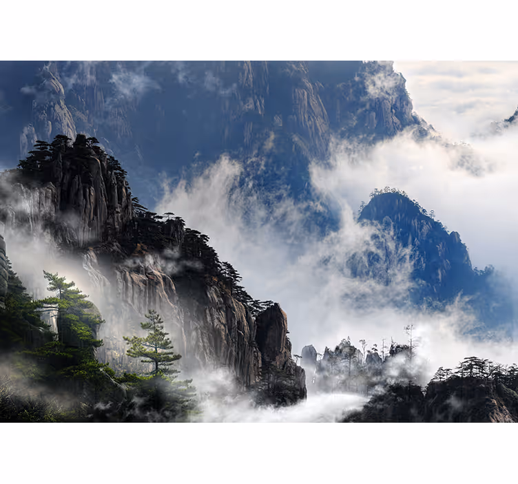Natuur behang bergachtige mist scene - TenStickers
