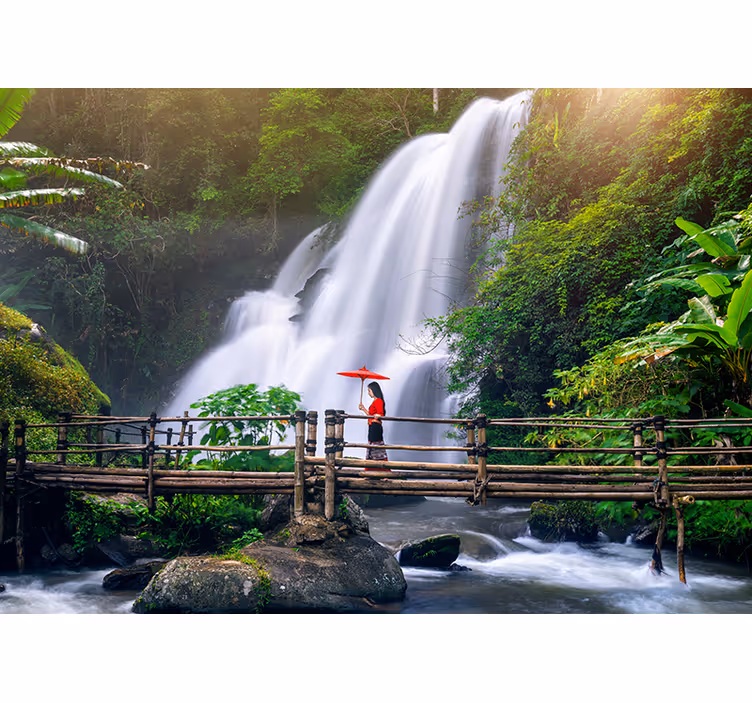 Fototapet landschap serene waterval scenery - TenStickers