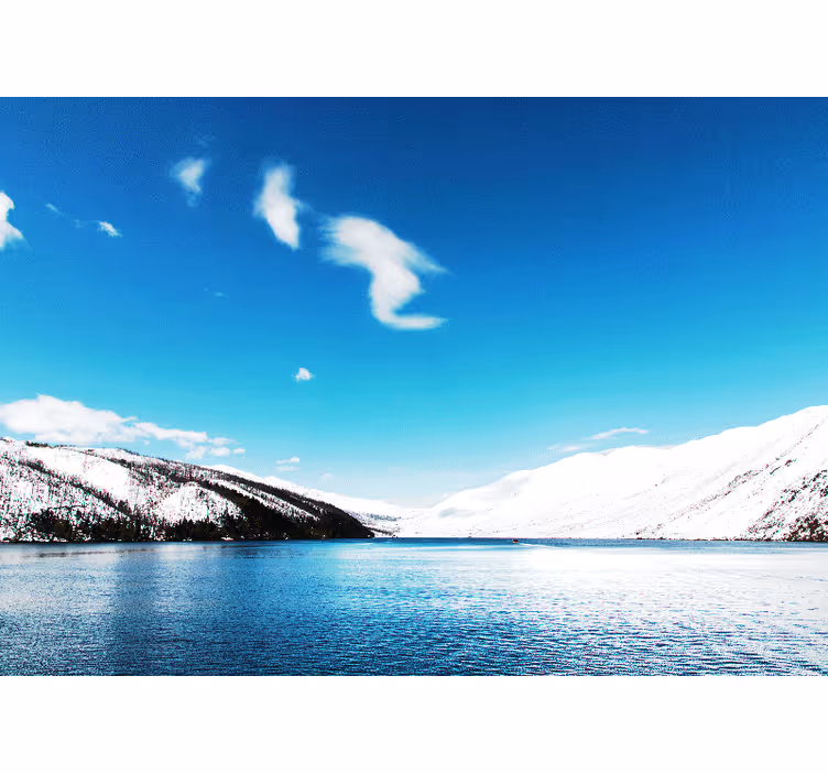 Fototapet landschap met sneeuwbedekte bergen - TenStickers