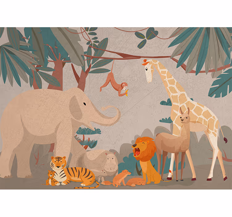 Foto behang dieren safari dierenverzameling - TenStickers