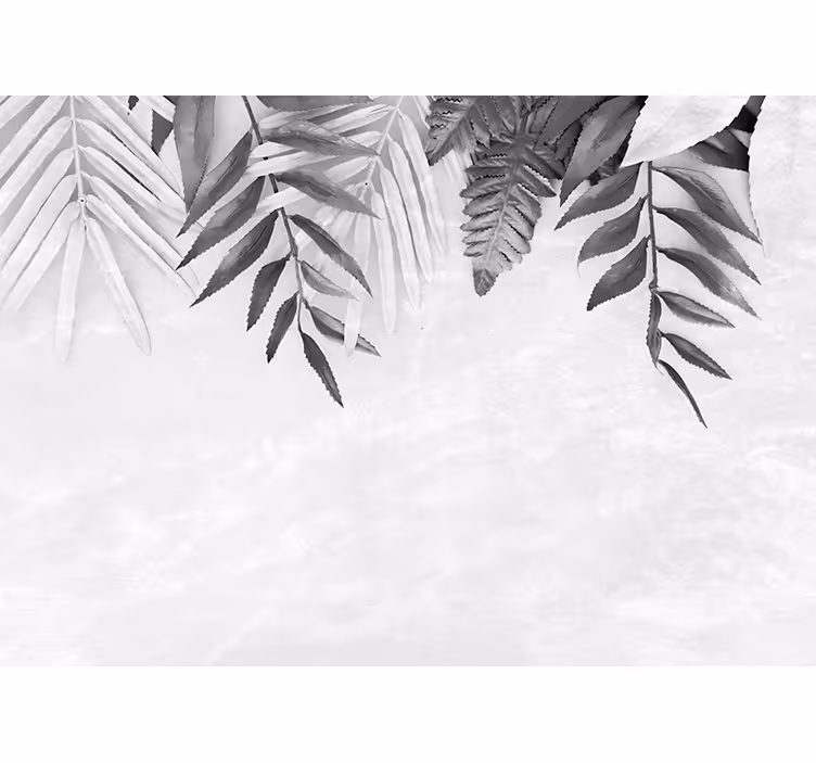 Fotobehang natuur monochrome bladerenpatronen - TenStickers