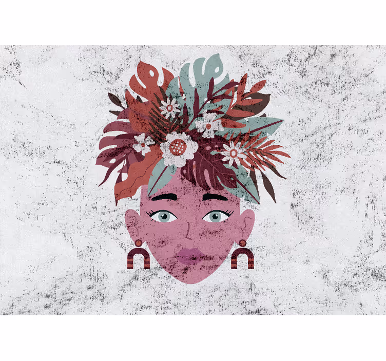 Fotobehang mensen stylized floral head - TenStickers